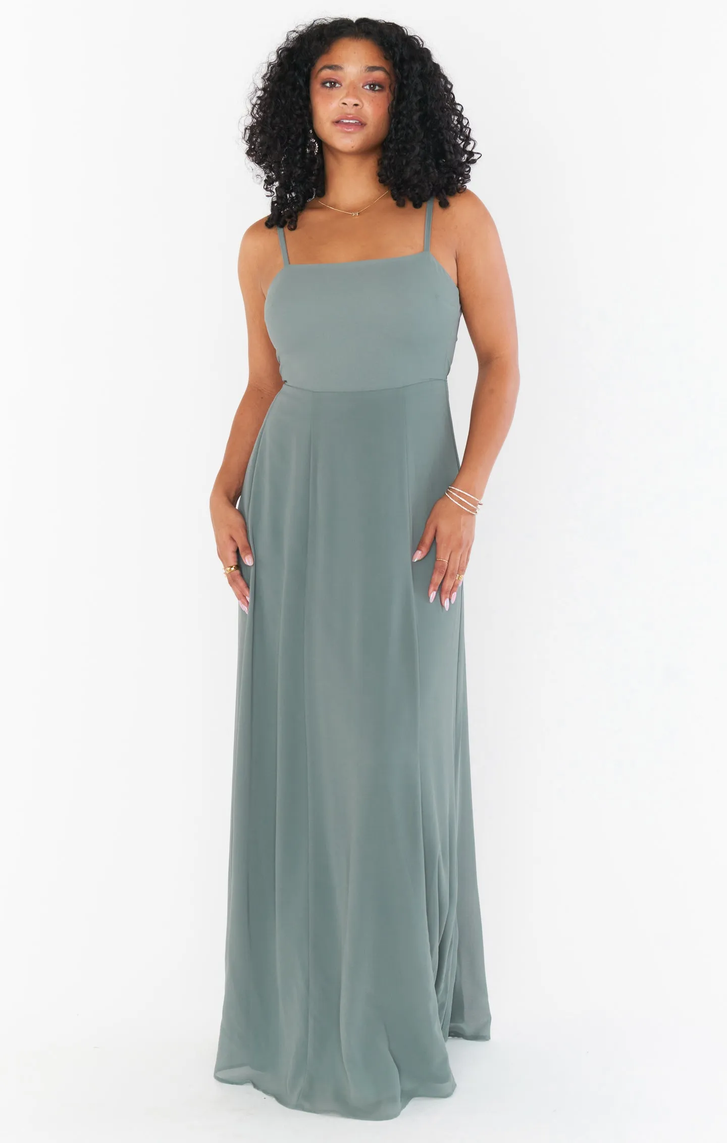 Lauren Tie Maxi Dress ~ Deep Sage Chiffon