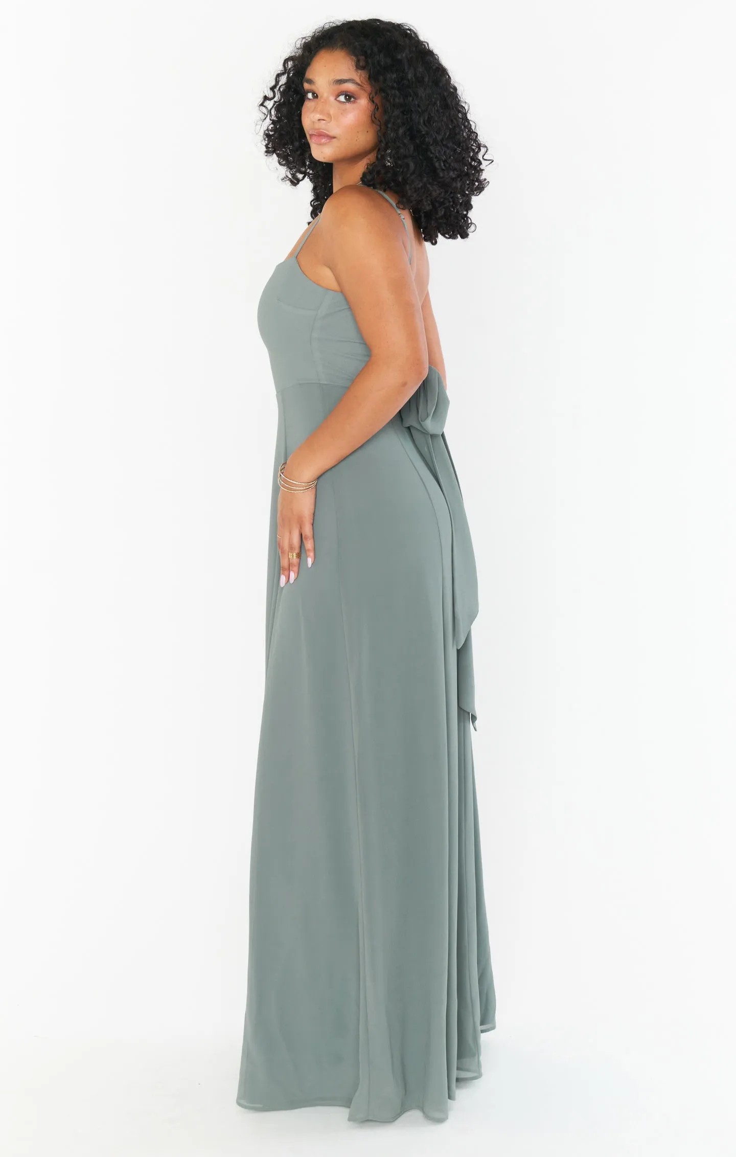 Lauren Tie Maxi Dress ~ Deep Sage Chiffon