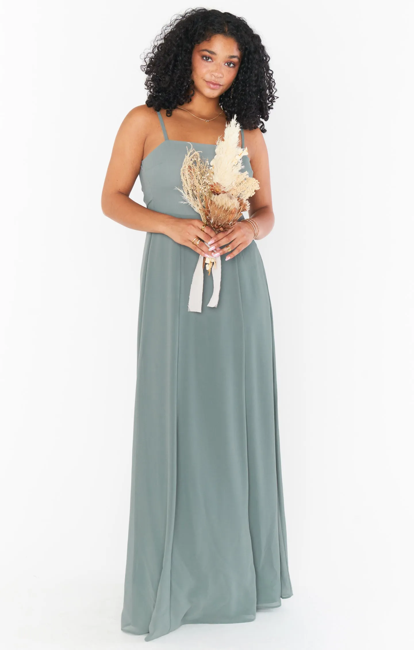 Lauren Tie Maxi Dress ~ Deep Sage Chiffon