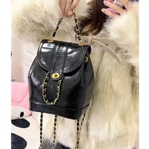 Leather Backpack Women  New High Sense First Layer Cowhide Bag Classic Style Fashion Ladies Chain Backpack