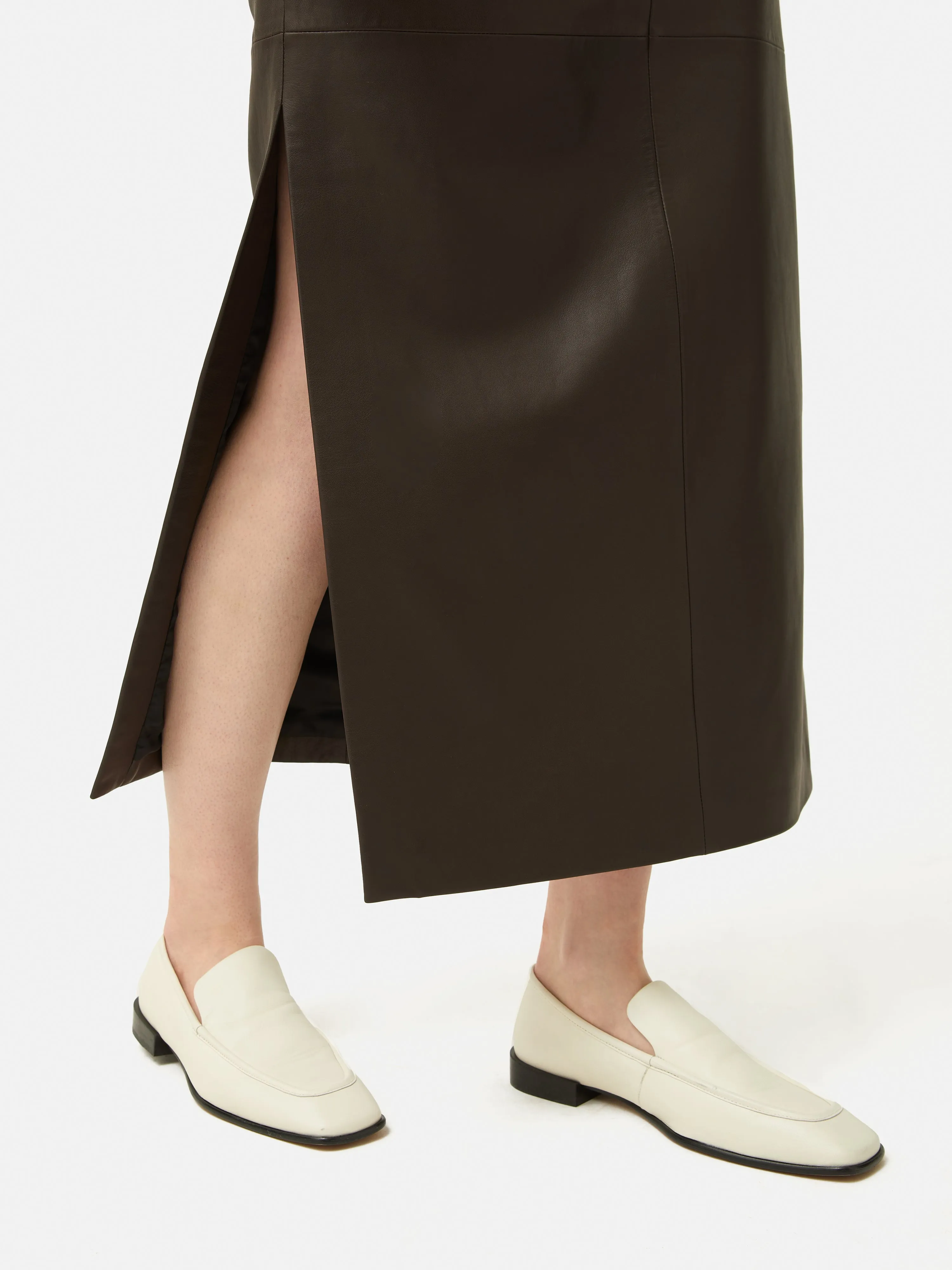 Leather Maxi Skirt | Chocolate