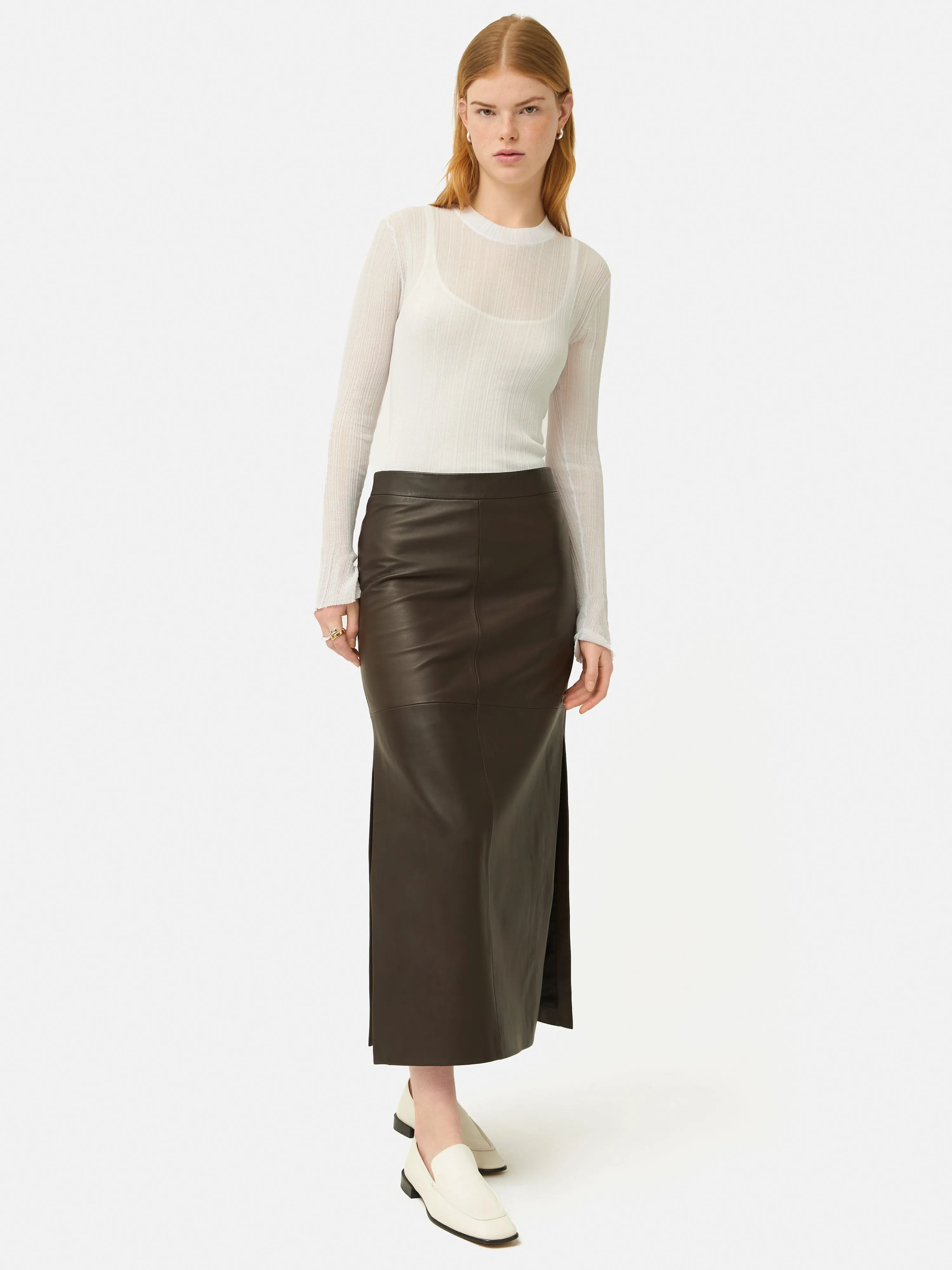 Leather Maxi Skirt | Chocolate