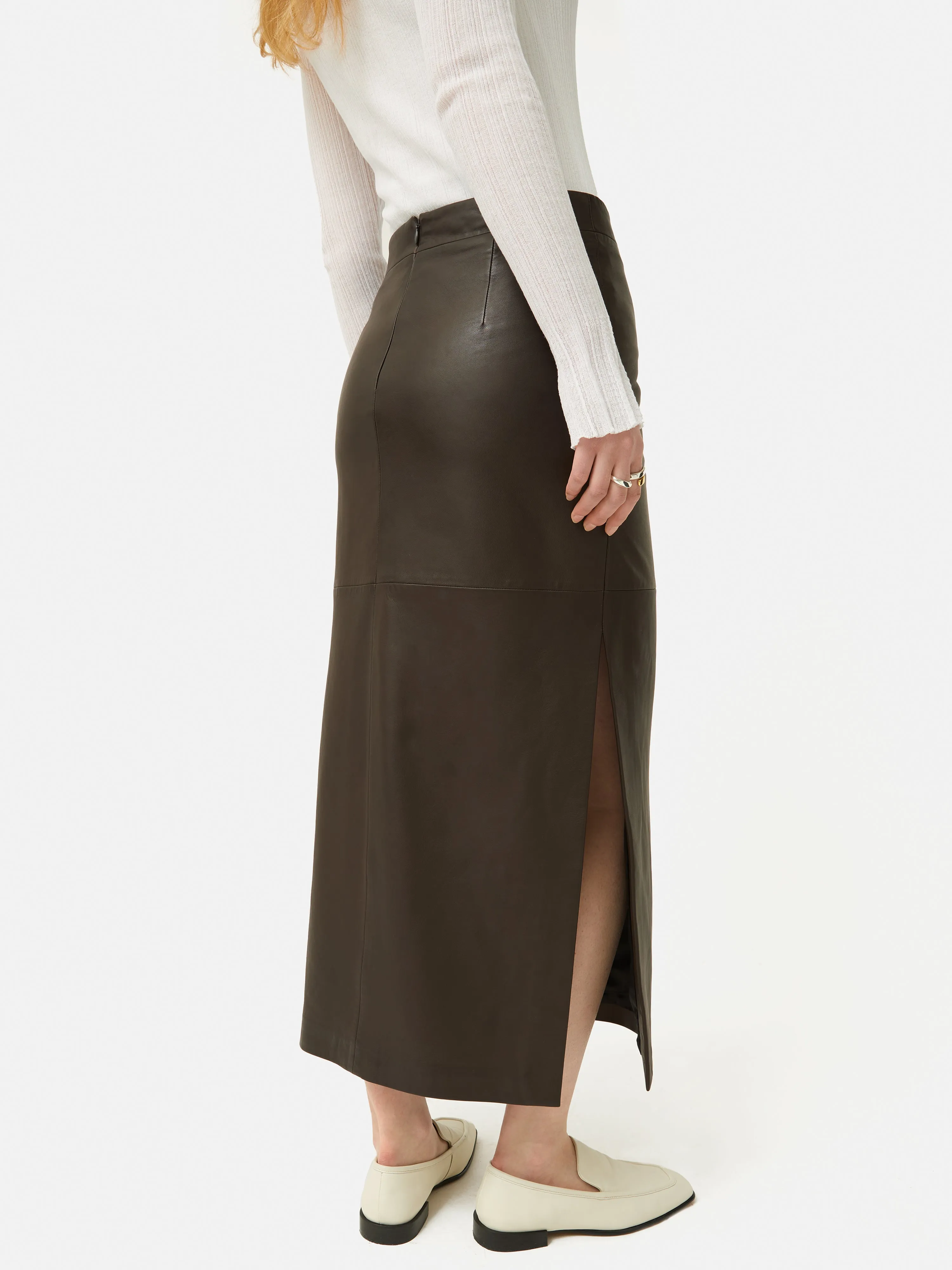 Leather Maxi Skirt | Chocolate