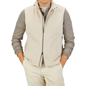 Light Beige Suede Alcantara Zip Gilet