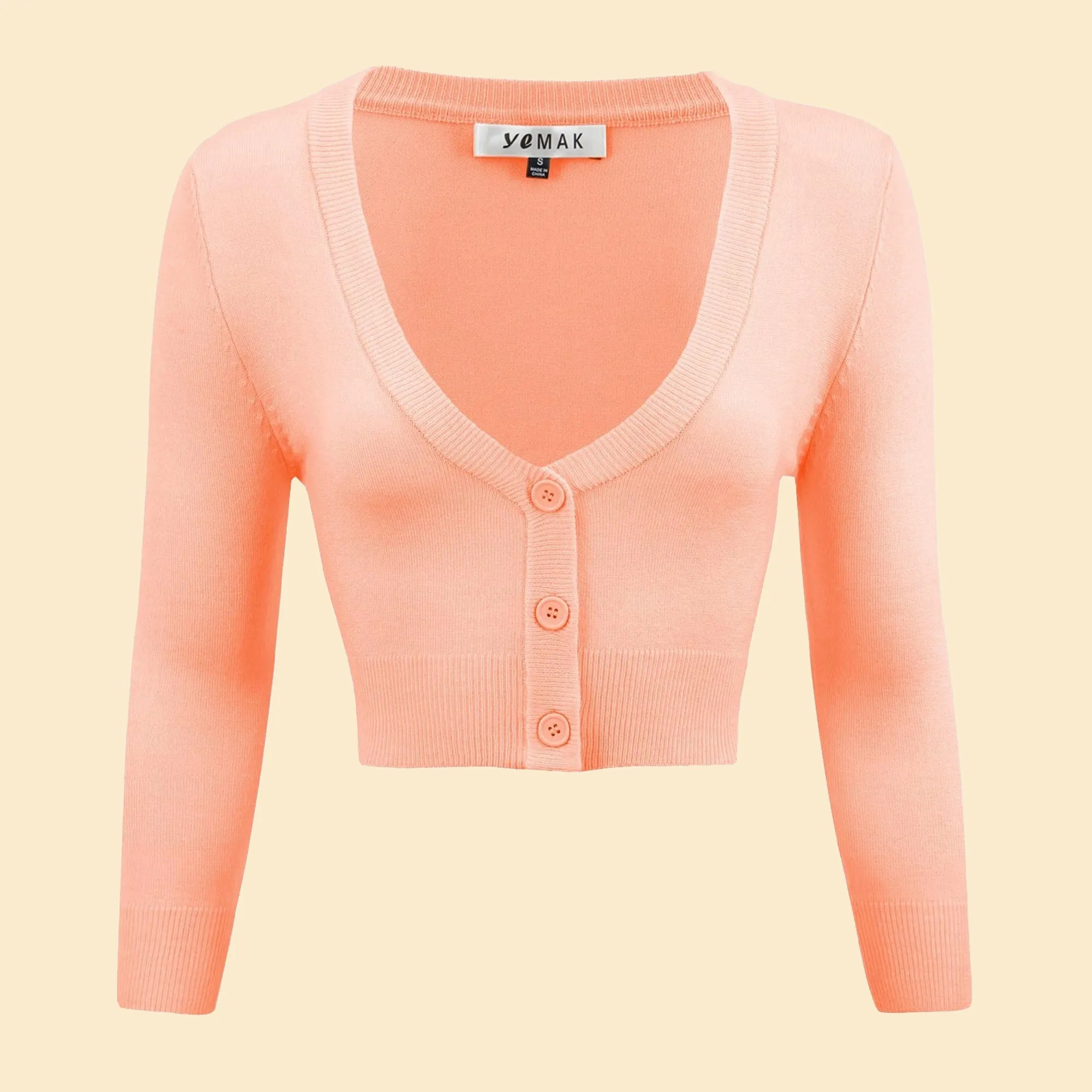 Lilith 3/4 Sleeve Crop Cardigan in 38 Colors (20-38)