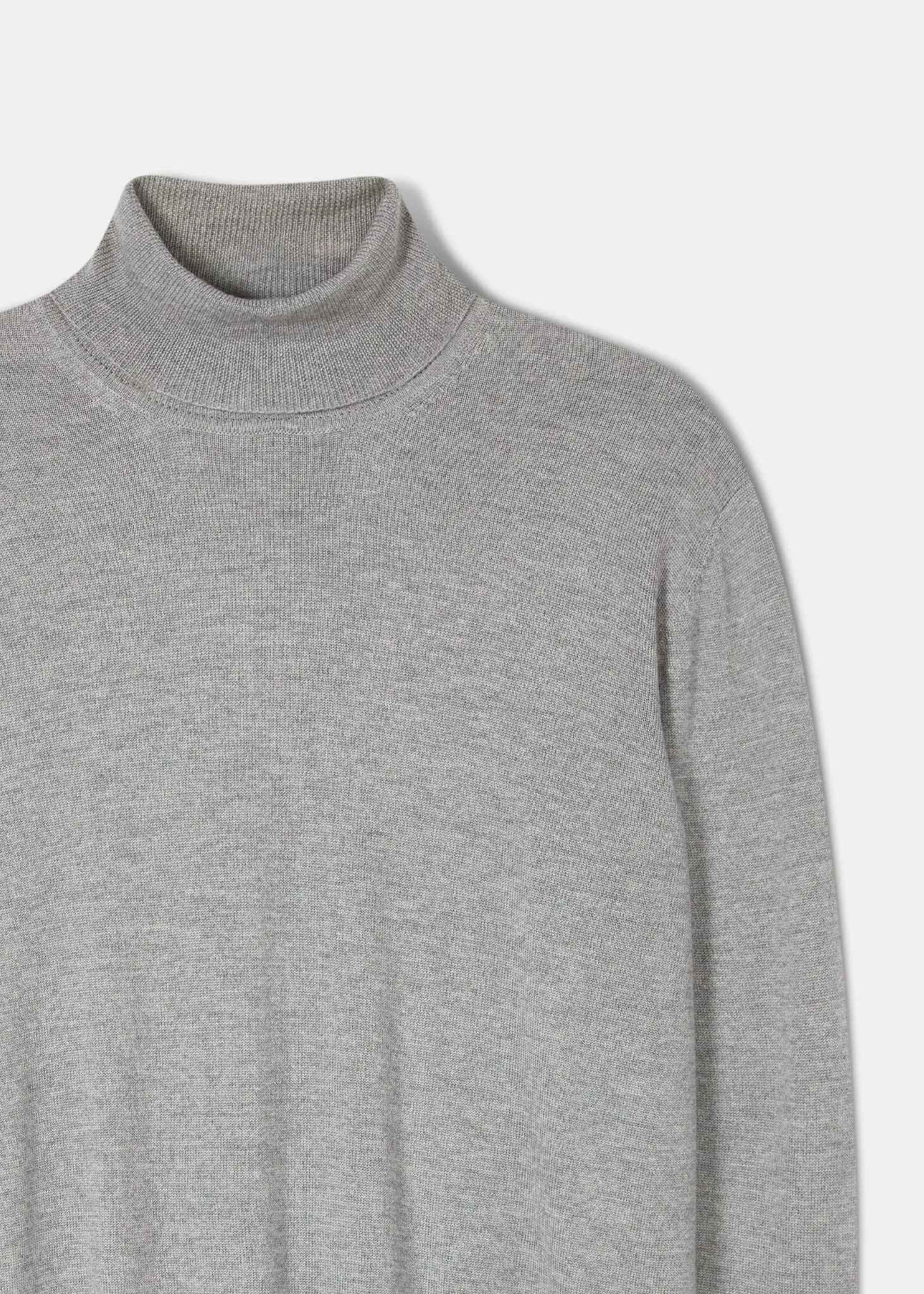 Linton Merino Wool Roll Neck Jumper in Light Grey Mix - Regular Fit