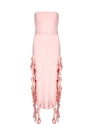 Lisa Strapless Ruffle Dress in Pink