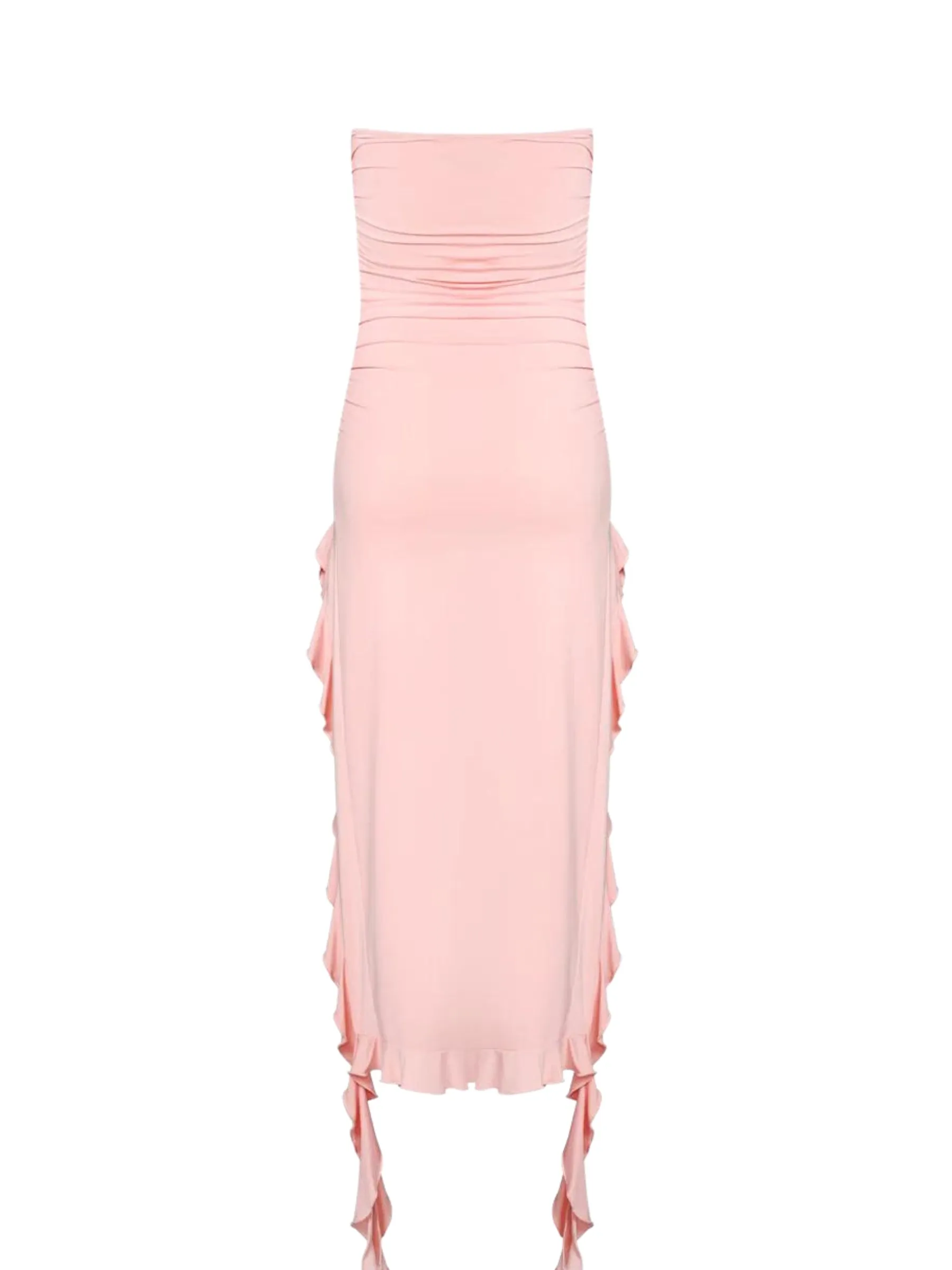 Lisa Strapless Ruffle Dress in Pink