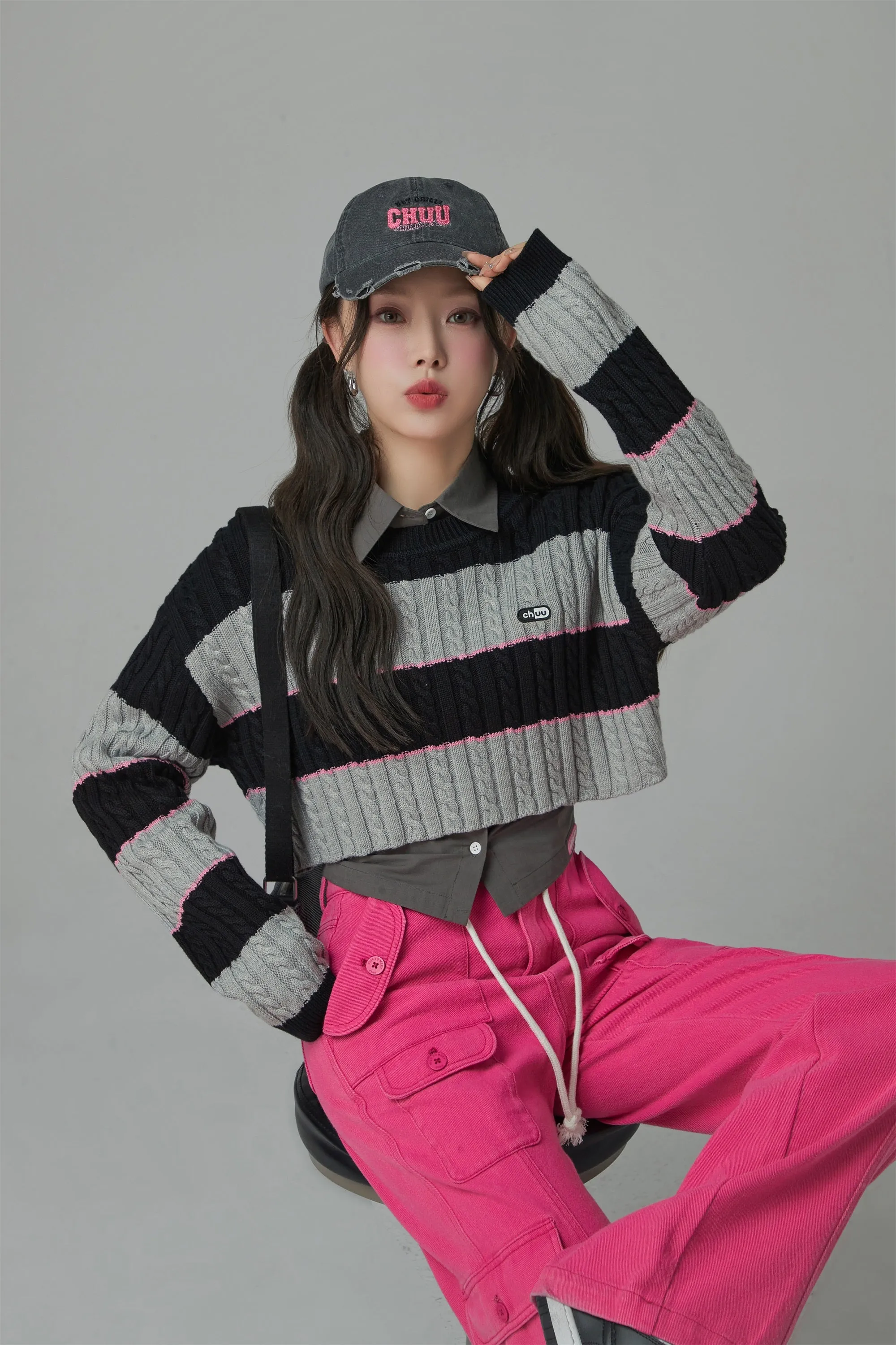 Love Again Stripe Crop Knit Sweater