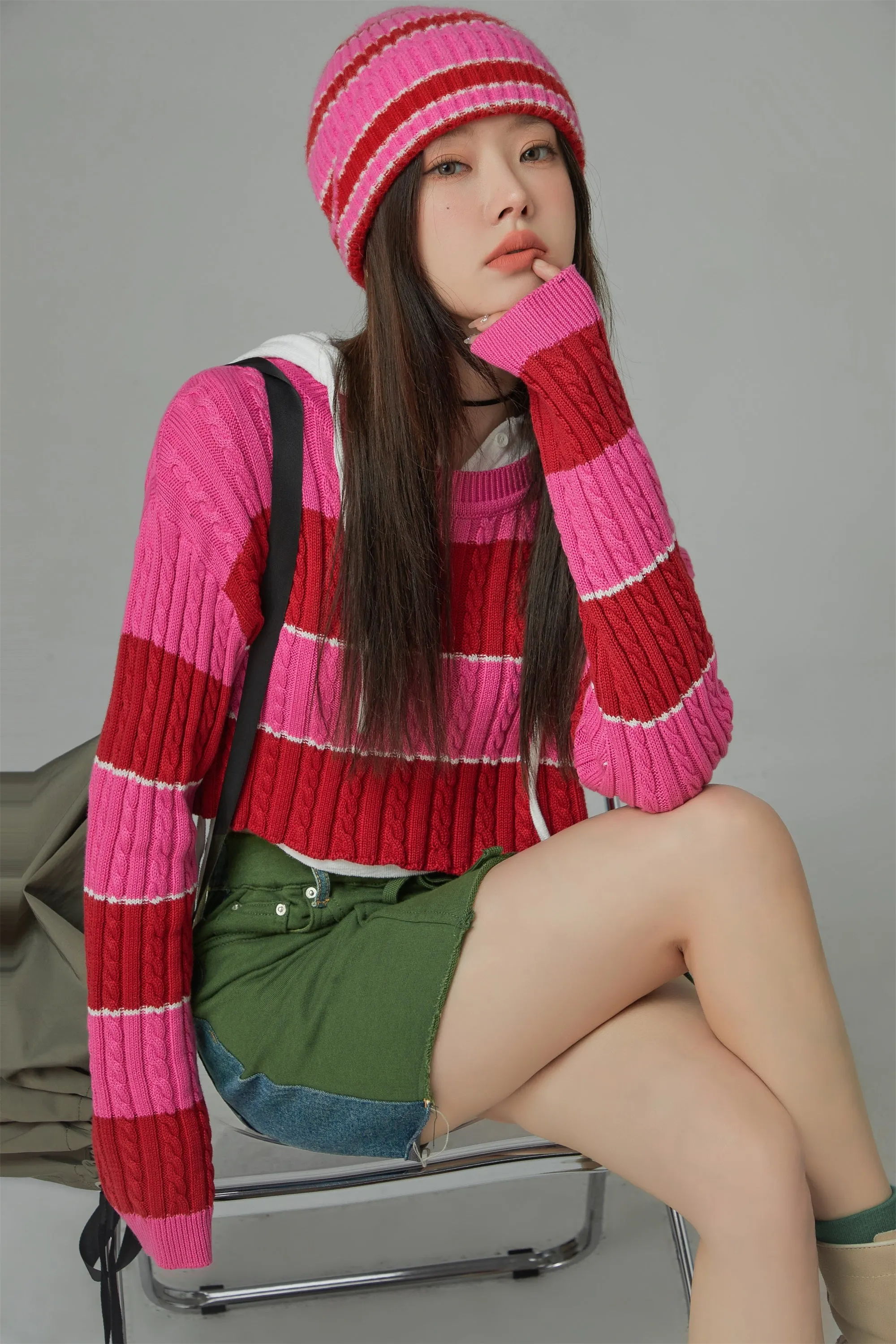 Love Again Stripe Crop Knit Sweater