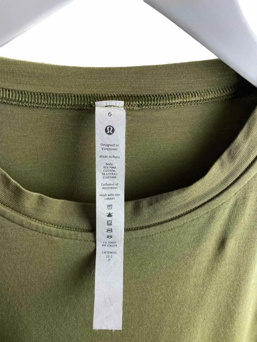 Lululemon Women's Wrap-Front T-Shirt Dress Bronze Green Size 6