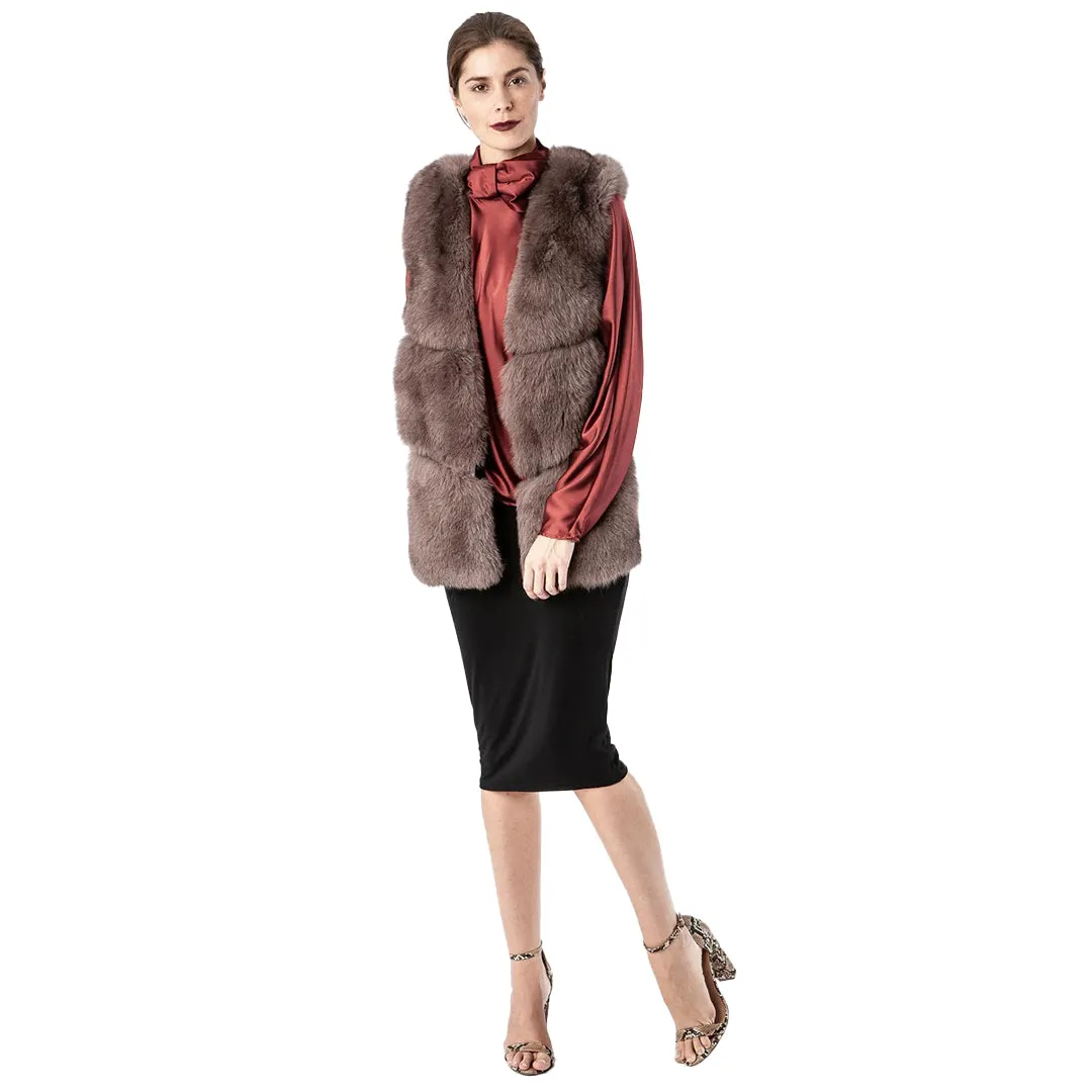 Luxury Fox Fur Gilet Mocha by Jayley