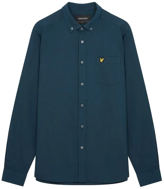 Lyle and Scott Mens Regular Fit Light Weight Oxford Shirt Apres Navy Dark Navy