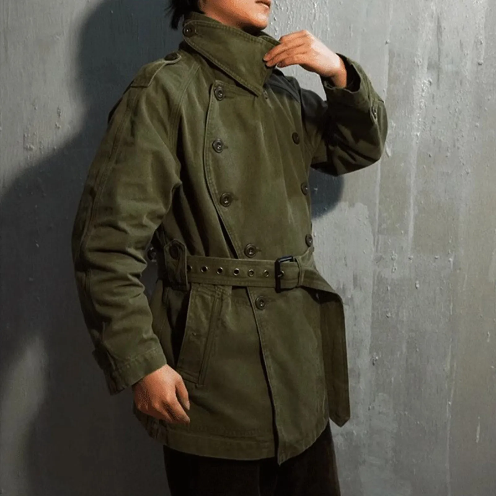 M38 Motorcycle Soldier Amekaji Army Green Heavy Cotton Military Work Jacket