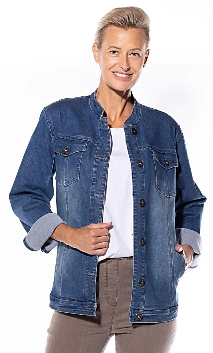 Mandarin Collar Jean jacket - Denim