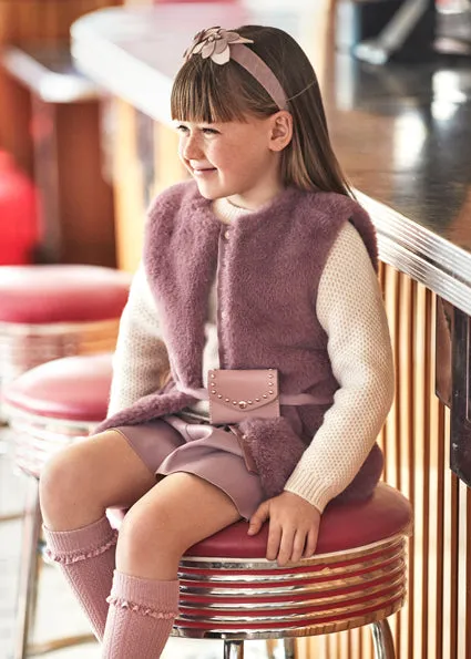 Mayoral Girls Fur Gilet 4365 Plum