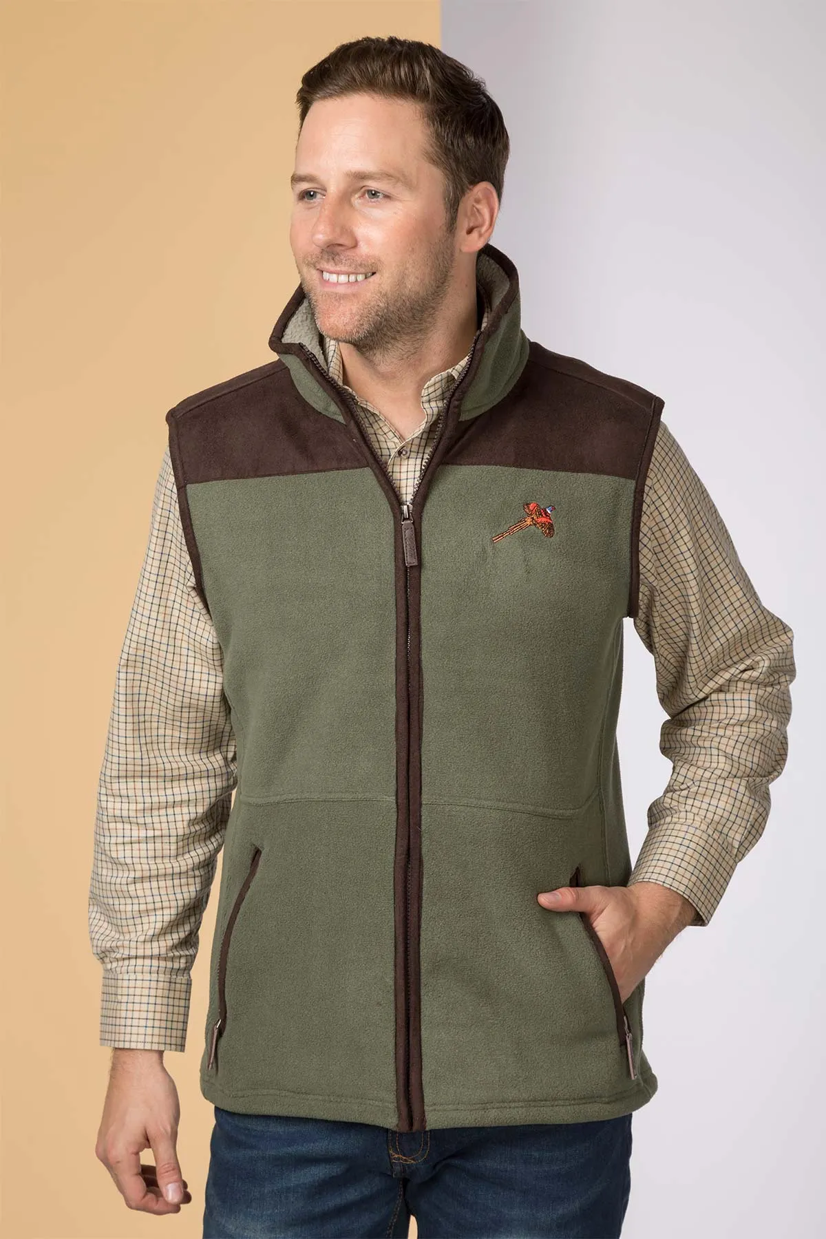 Men's Garton Fleece Gilet Pheasant Motif