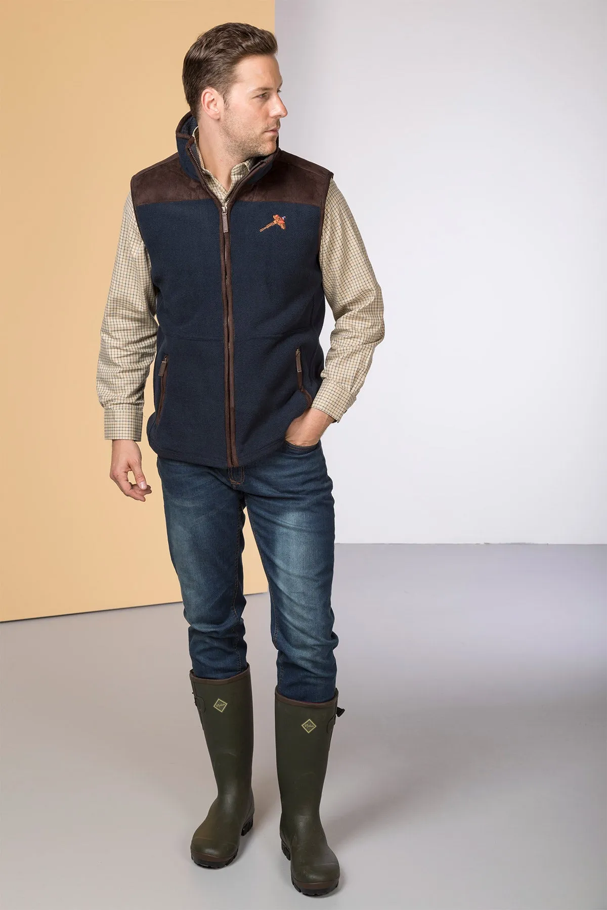 Men's Garton Fleece Gilet Pheasant Motif