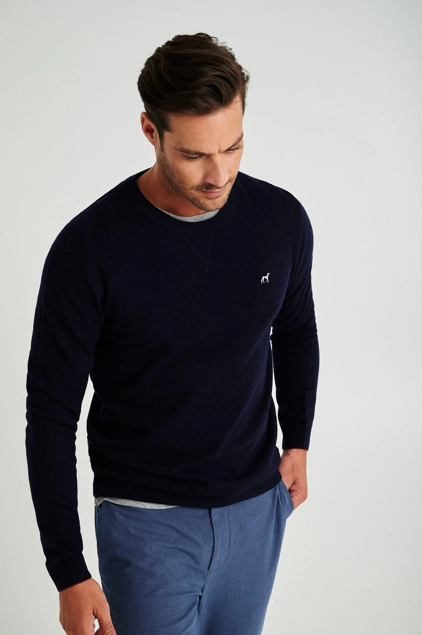 Men's lambswool blend crew neck sweater