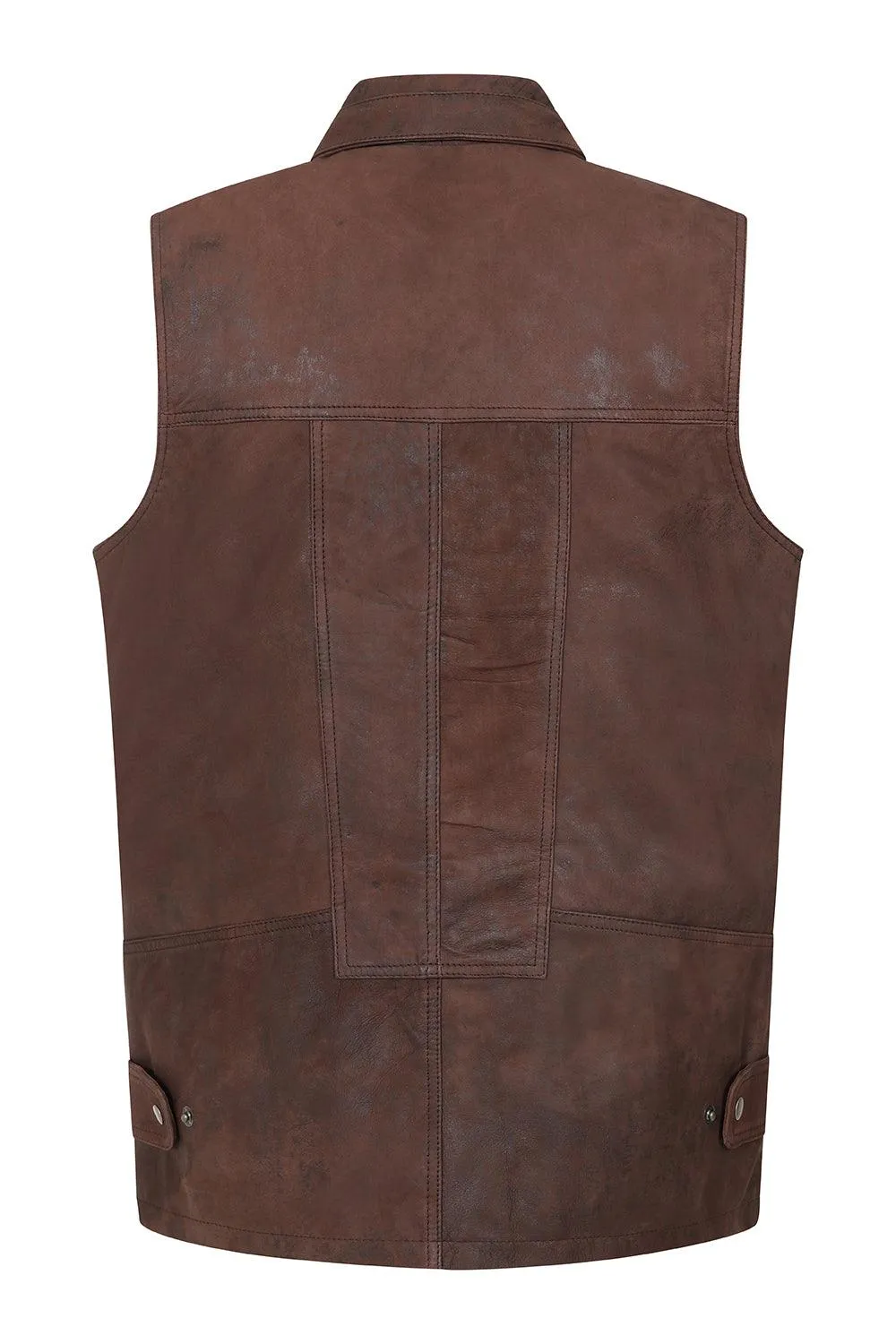 Men's Leather Sleeveless Gilet Black, Brown, Buff - 'VINNY VIG'