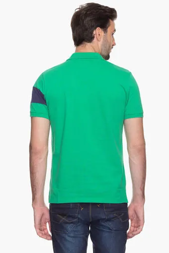 Mens Short Sleeves Slim Fit Colour Block Polo T-Shirt