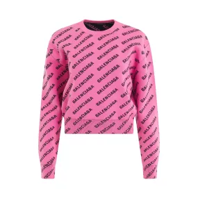 Mini Allover Logo Knit Sweater Pink/Black