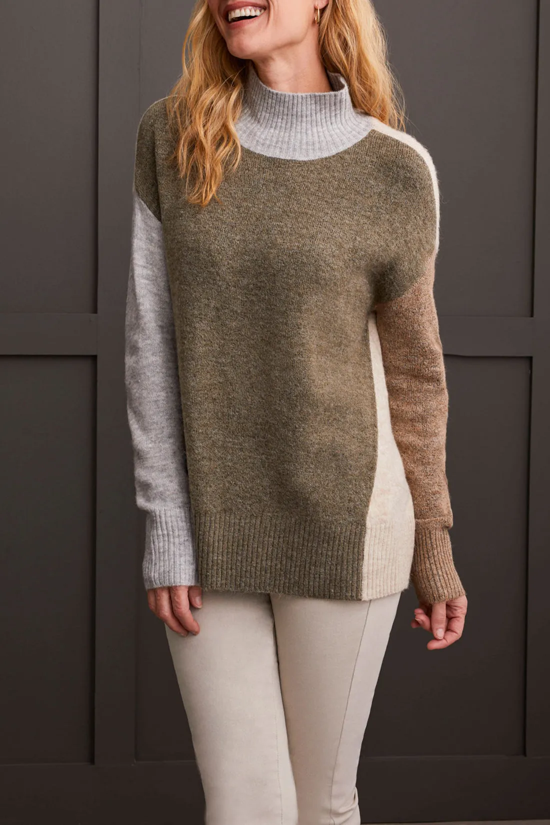 Mock Neck Colorblock Sweater