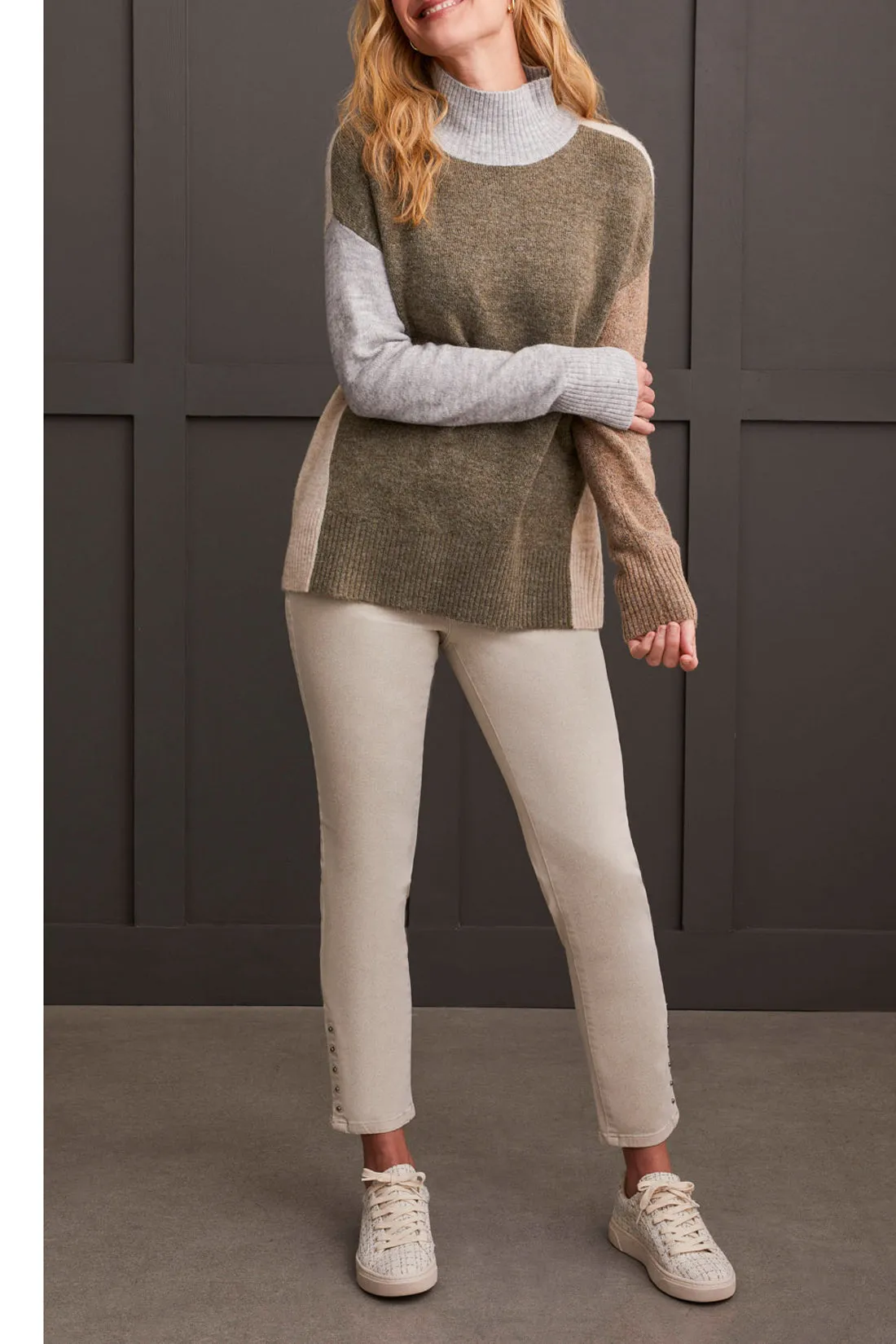 Mock Neck Colorblock Sweater