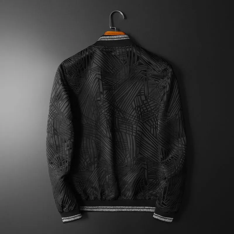 Mono Abstract Stripe Style Bomber Jacket