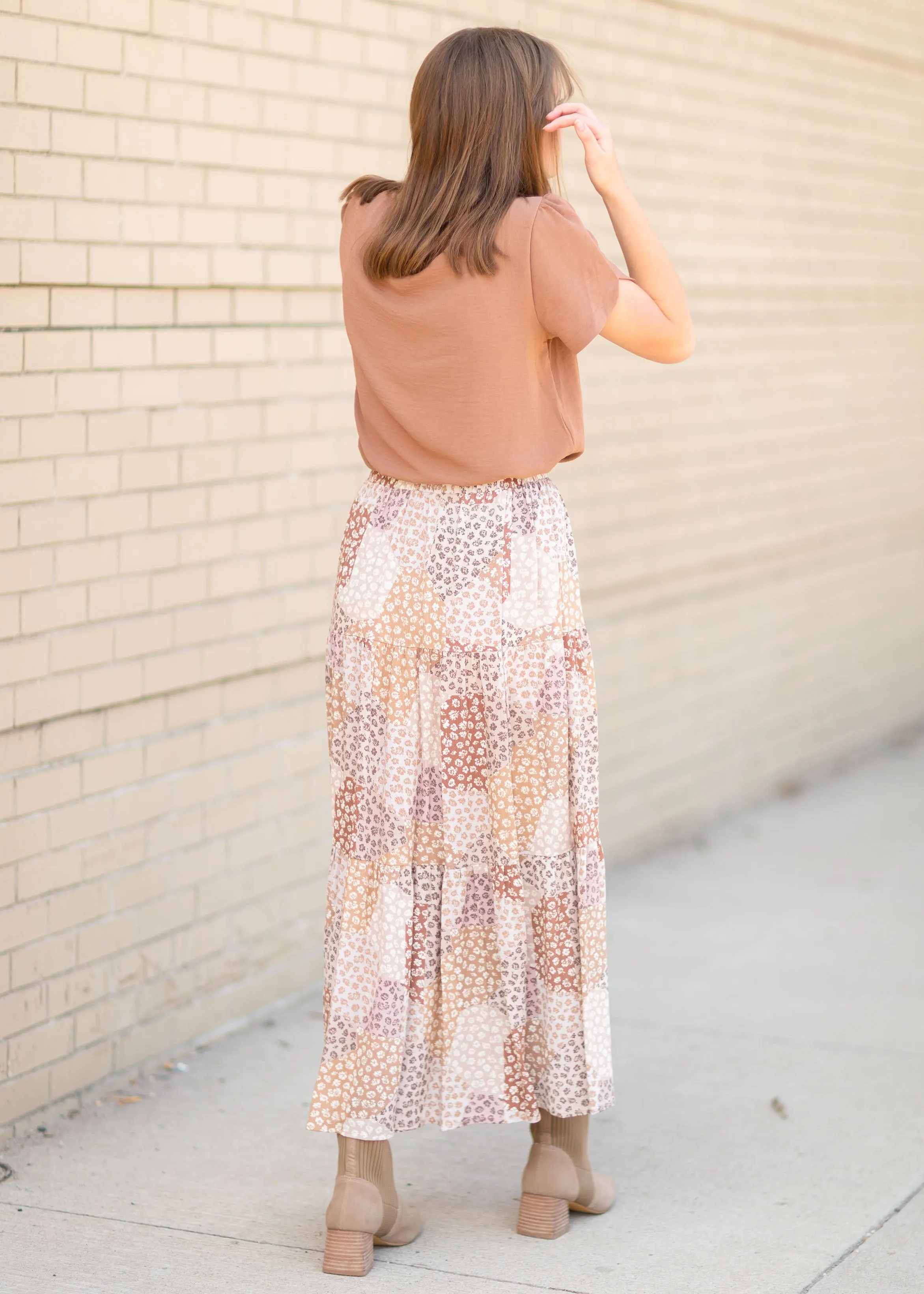 Multi Floral Colorblock Maxi Skirt