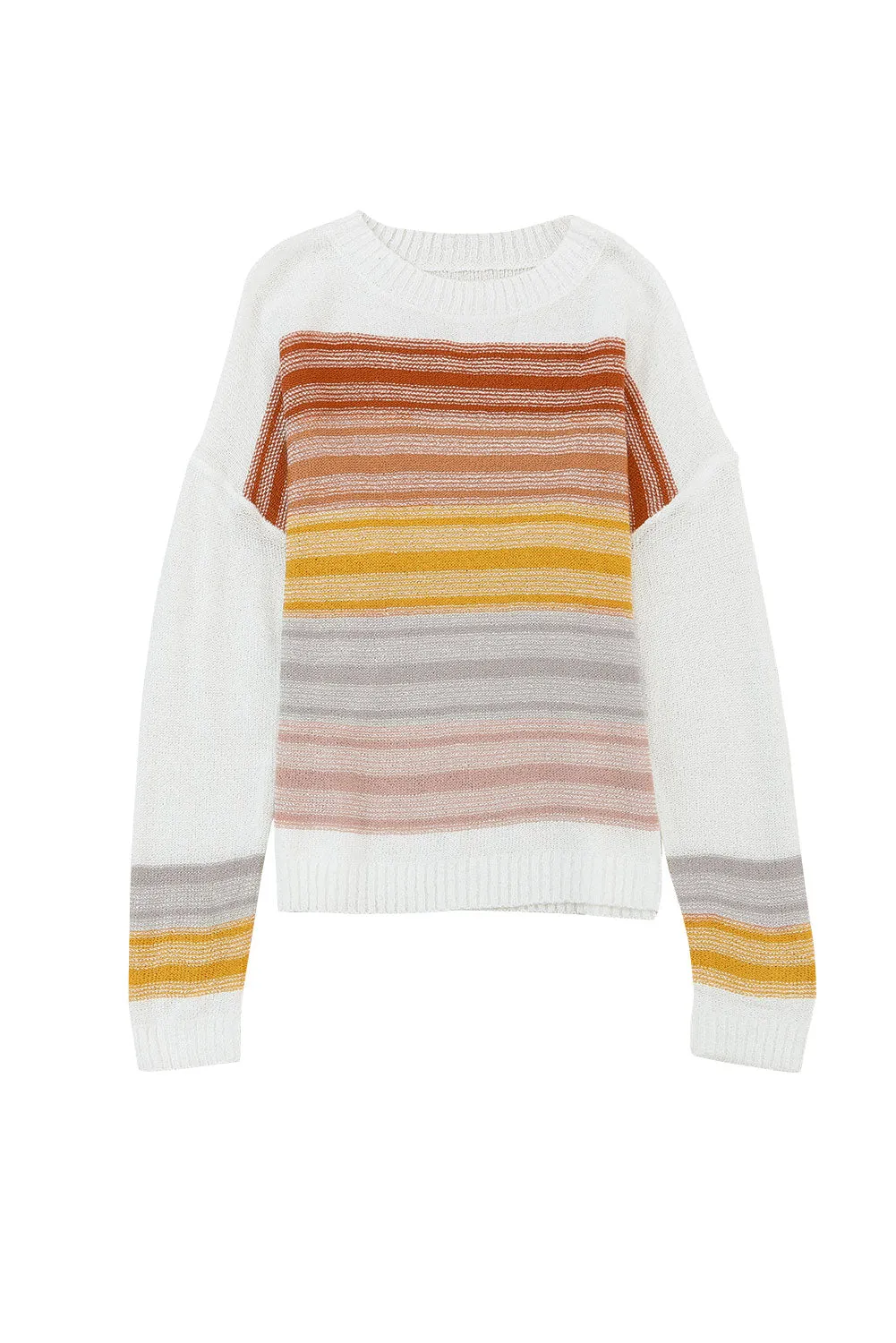 Multicolor Knitted Long Sleeve Pullover Striped Sweater