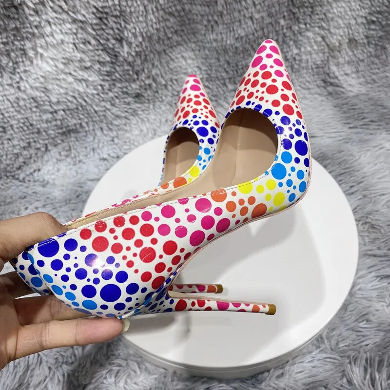 Multicolor Spotted Pointed Toe High Heel Shoes