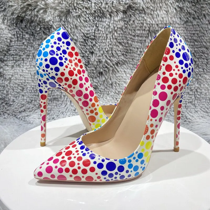 Multicolor Spotted Pointed Toe High Heel Shoes