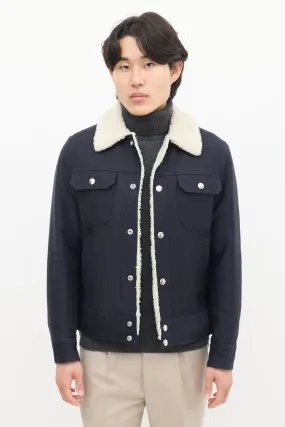 Navy & Cream Sherpa Lined Jacket