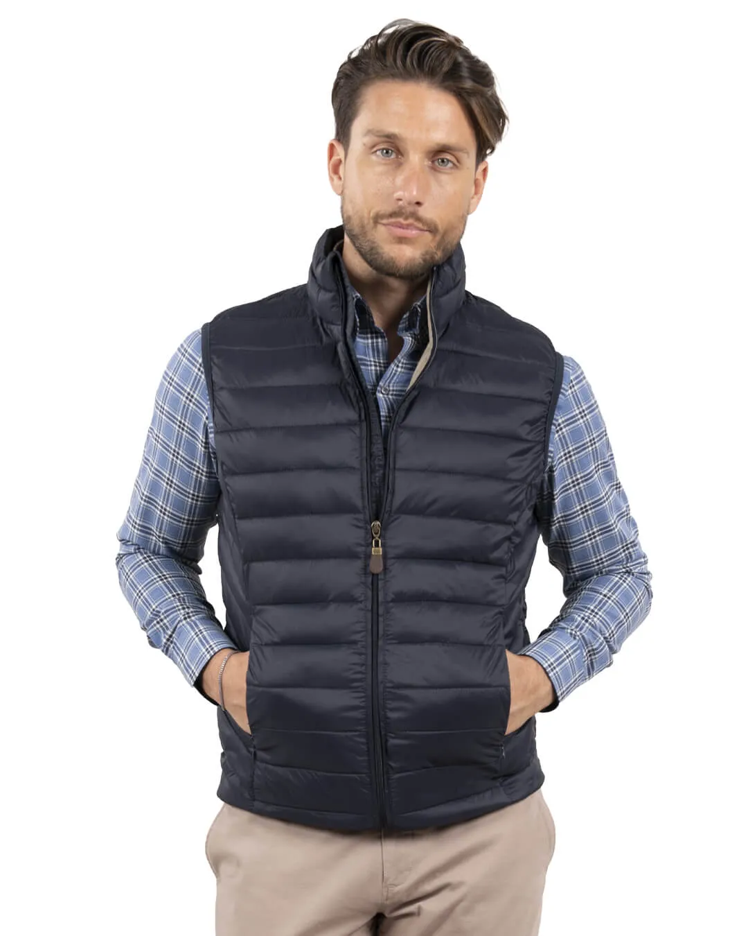 Navy Lightweight Wadded Gilet