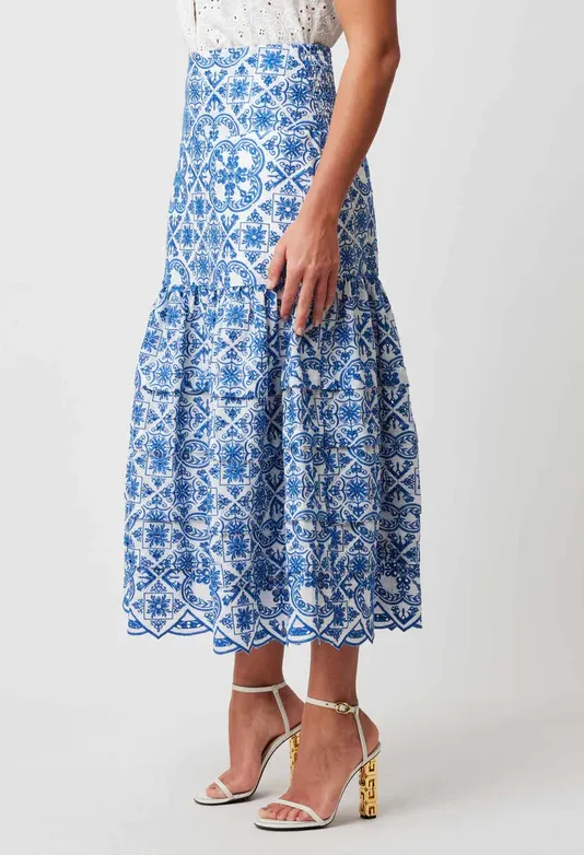 Once Was Positano Pleat Detail Maxi Skirt