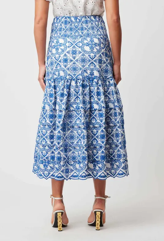 Once Was Positano Pleat Detail Maxi Skirt