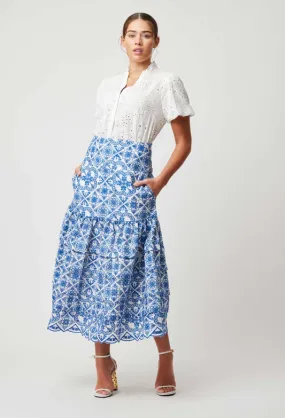 Once Was Positano Pleat Detail Maxi Skirt