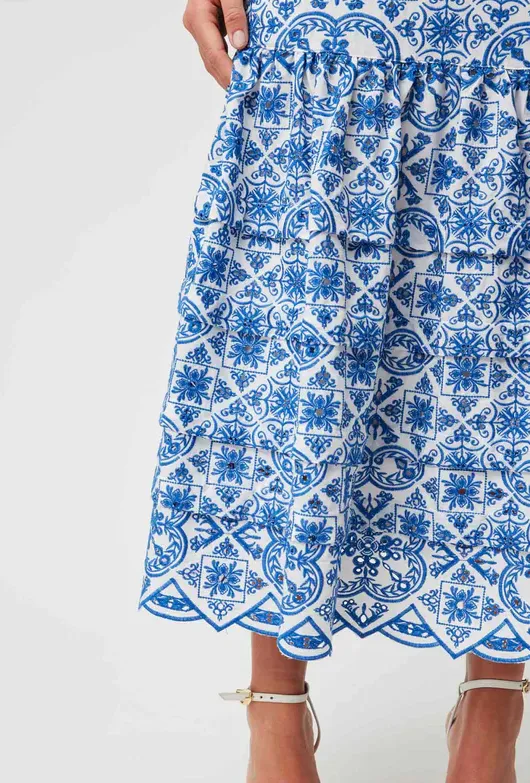 Once Was Positano Pleat Detail Maxi Skirt