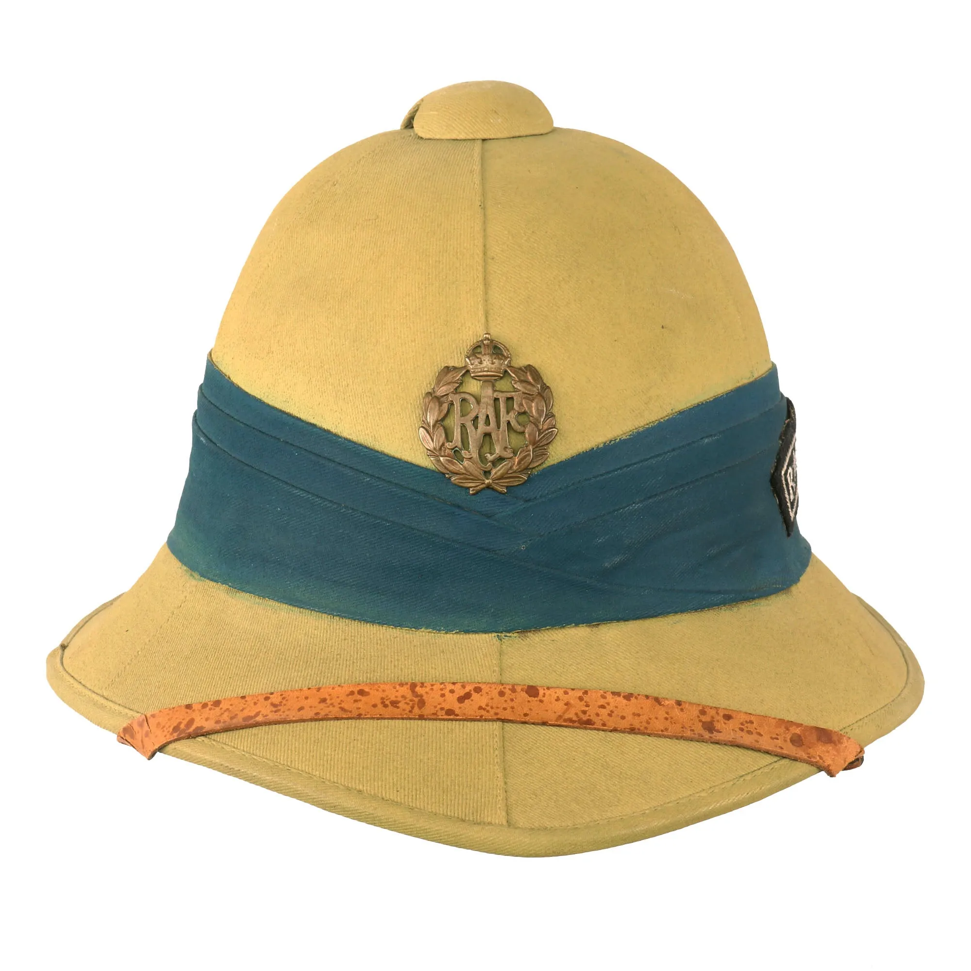 Original British WWII Wolseley Pattern Pith Sun Helmet With Royal Air Force Regimental Rocker