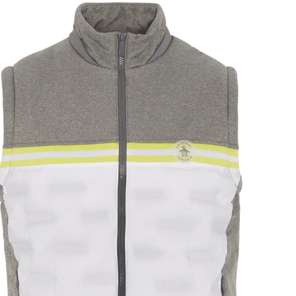 Original Penguin Insulated Mixed Media 80's Bomber Vest - Quiet Grey/Heather