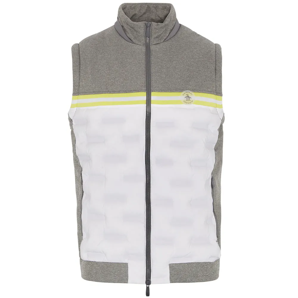 Original Penguin Insulated Mixed Media 80's Bomber Vest - Quiet Grey/Heather