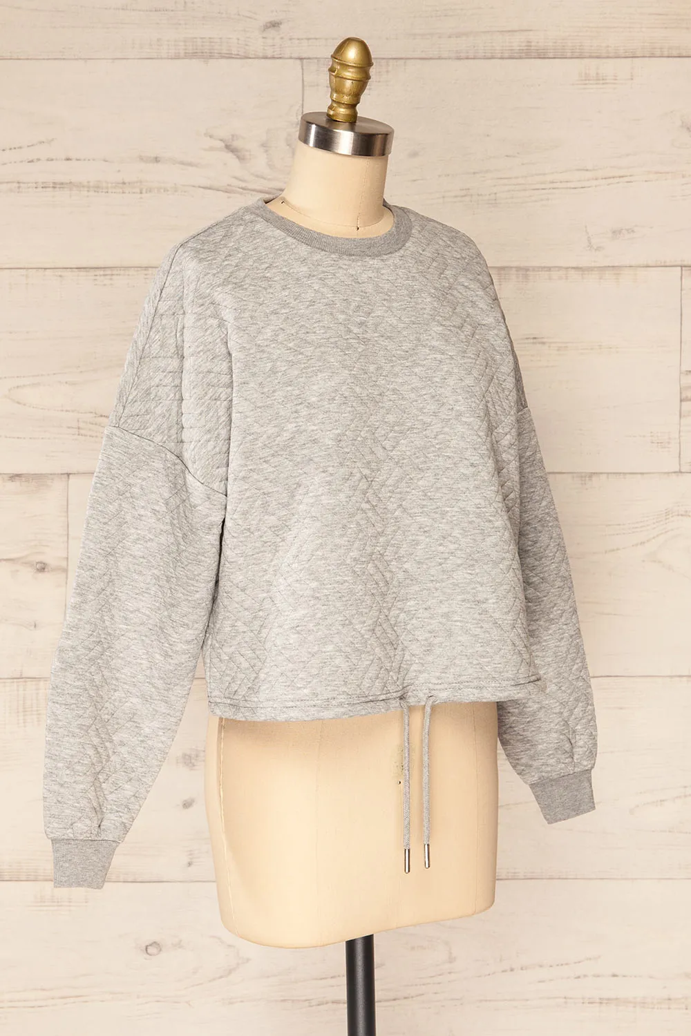 Paris Grey | Cropped Sweater w/ Drawstring