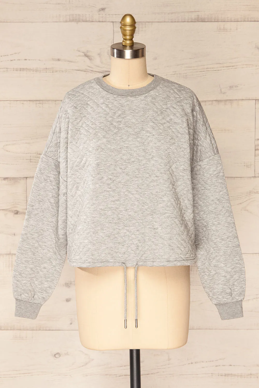 Paris Grey | Cropped Sweater w/ Drawstring