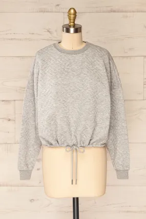 Paris Grey | Cropped Sweater w/ Drawstring