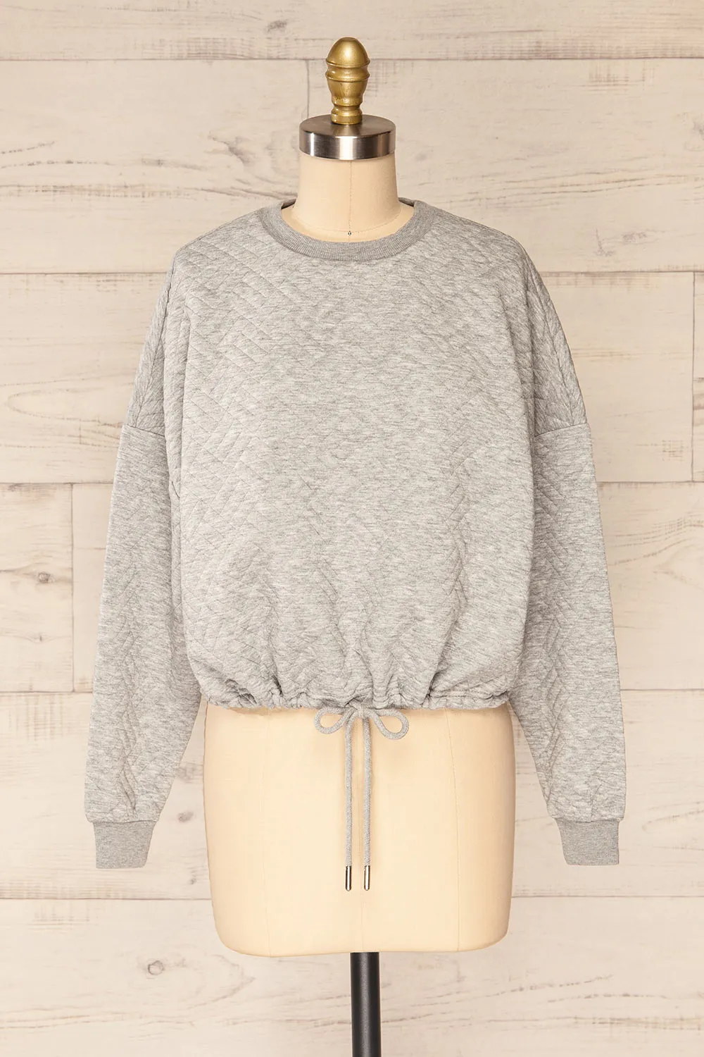 Paris Grey | Cropped Sweater w/ Drawstring