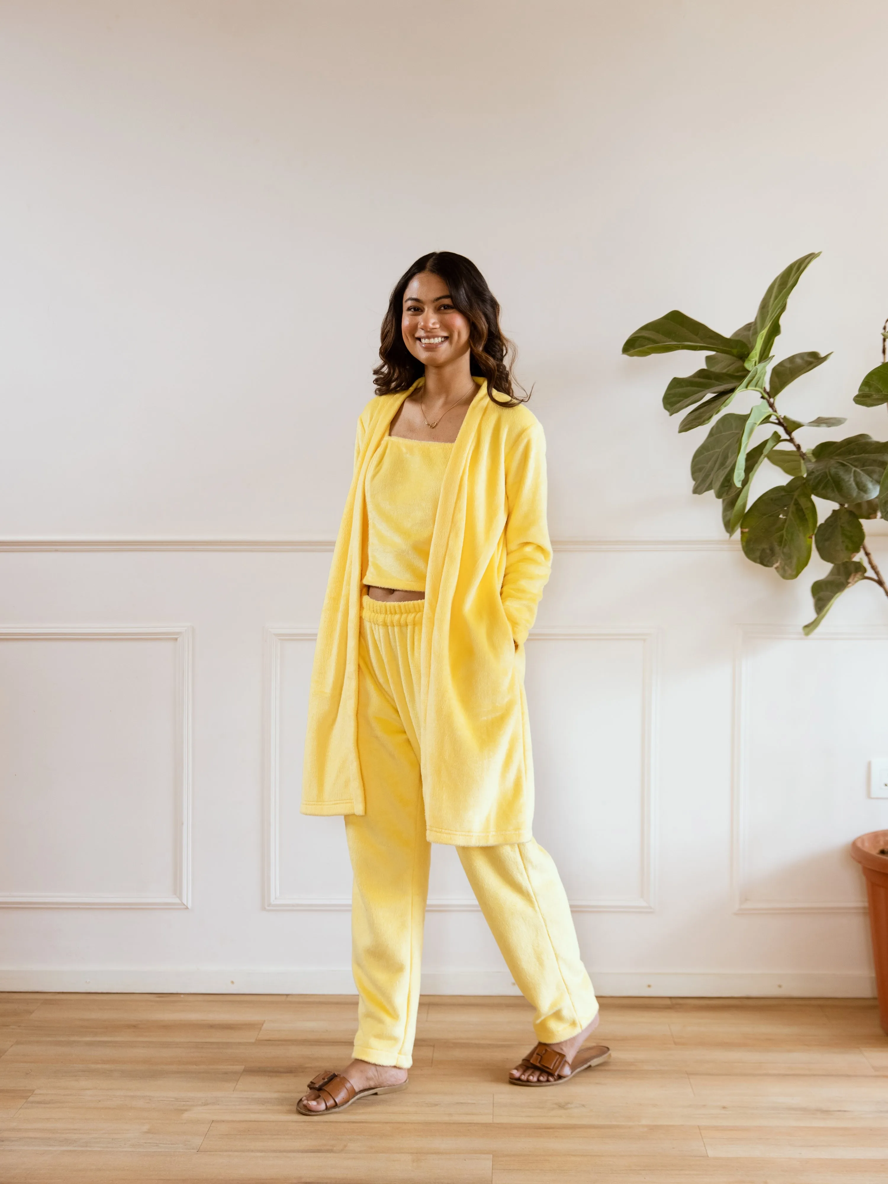 Pastel Yellow Super Soft Woollen 3 Piece Set