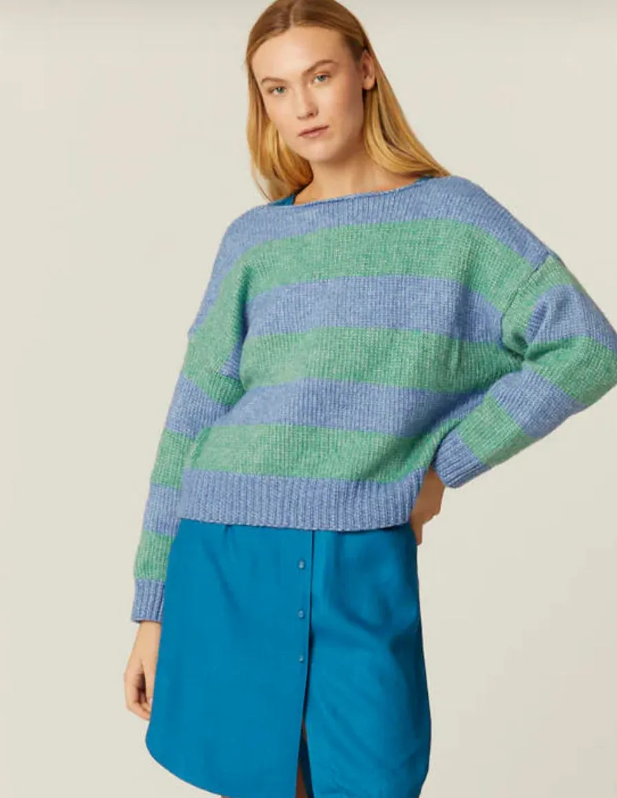 PEPALOVES JERSEY STRIPE CROP SWEATER