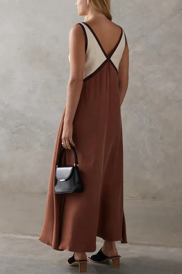 Perfect for Summer Weddings Satin Contrast Colour Relaxed Maxi Dress