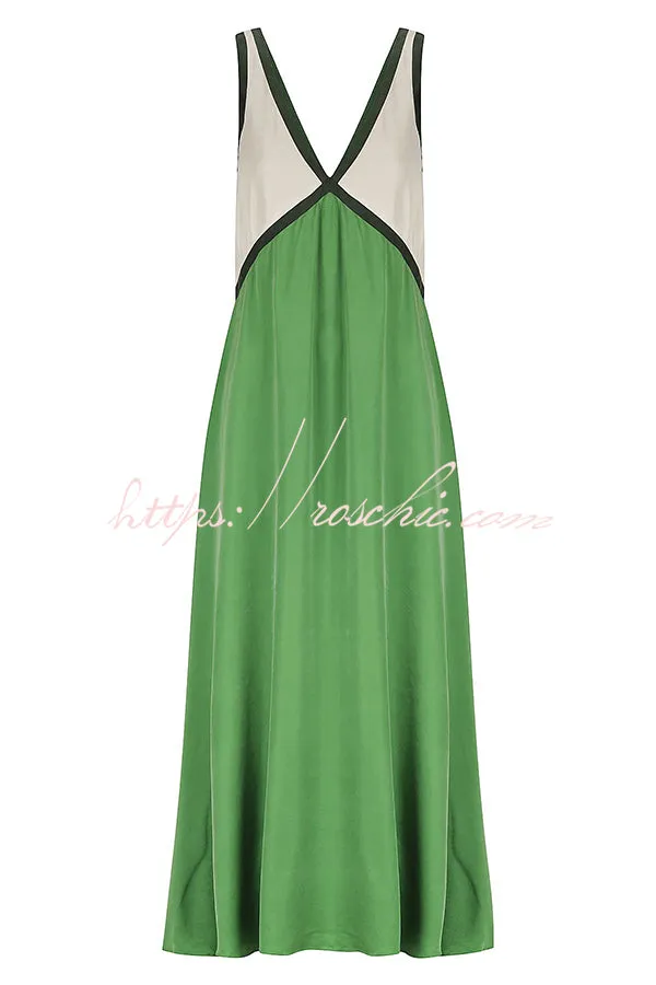 Perfect for Summer Weddings Satin Contrast Colour Relaxed Maxi Dress